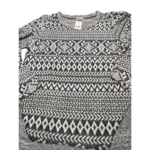 One World Diamond Print Pullover Tunic Sweater Black White Asymmetrical XXL NWT - Picture 3 of 4